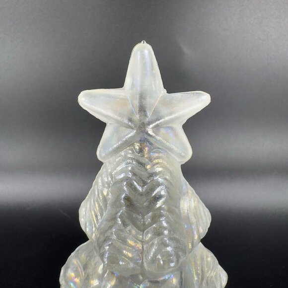 Vintage 1980s White Iridescent Glass Christmas Tree Hollow Figurine Decor VTG - Picture 8 of 12